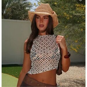 Wildfox Rely On Me Crochet Top Off White- Size small